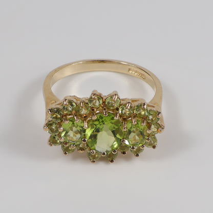 Second-Hand 9ct Yellow Gold Peridot Cluster Ring