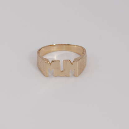 Second-Hand 9ct Yellow Gold “MUM” Ring – Textured Band