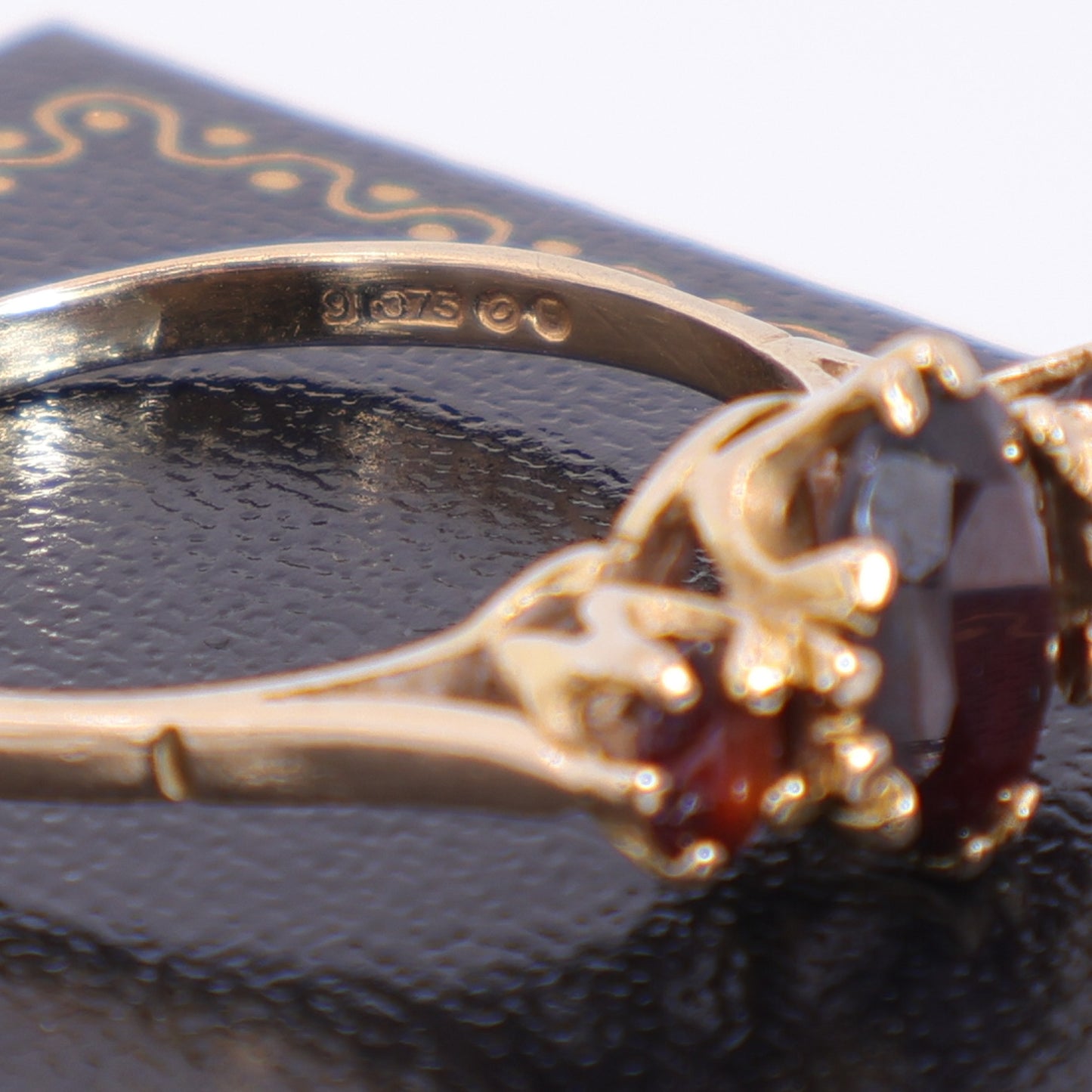 Second-Hand 9ct Gold Three Red Stone Ring