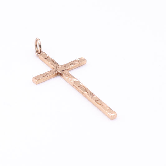 Second-Hand 9ct Gold Engraved Cross Pendant
