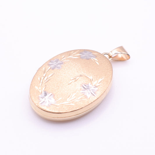 Second-Hand 9ct Gold Floral Oval Locket