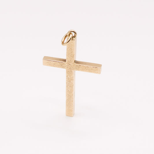 Second-Hand 9ct Gold Heavy Textured Cross Pendant