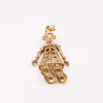 Second-Hand 9ct Yellow Gold Clown Pendant with Coloured Stones