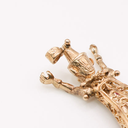 Second-Hand 9ct Yellow Gold Clown Pendant with Coloured Stones