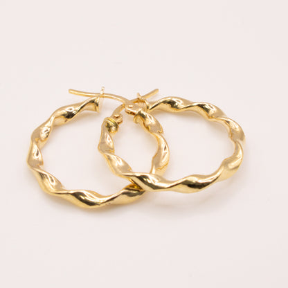 Second-Hand 9ct Yellow Gold 23mm Twisted Hoop Earrings