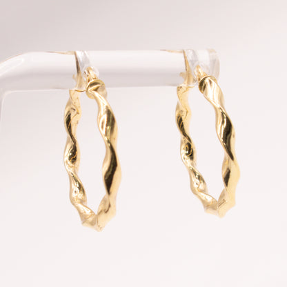 Second-Hand 9ct Yellow Gold 23mm Twisted Hoop Earrings