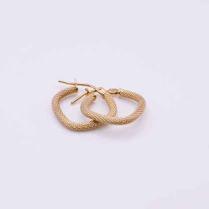Second-Hand 9ct Yellow Gold Italian Textured Hoop Earrings