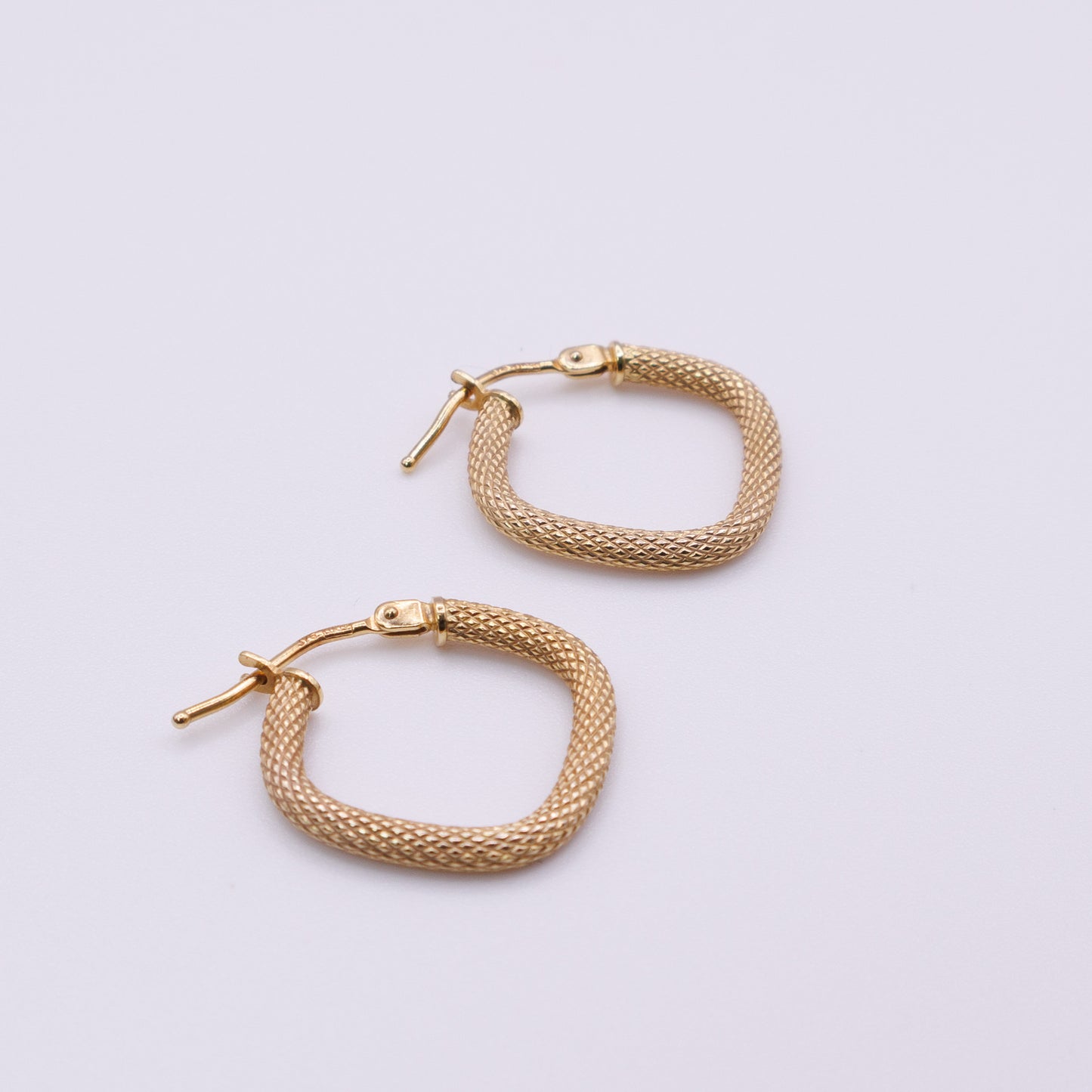 Second-Hand 9ct Yellow Gold Italian Textured Hoop Earrings