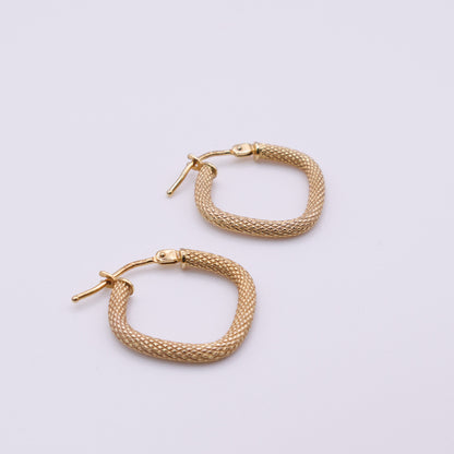 Second-Hand 9ct Yellow Gold Italian Textured Hoop Earrings