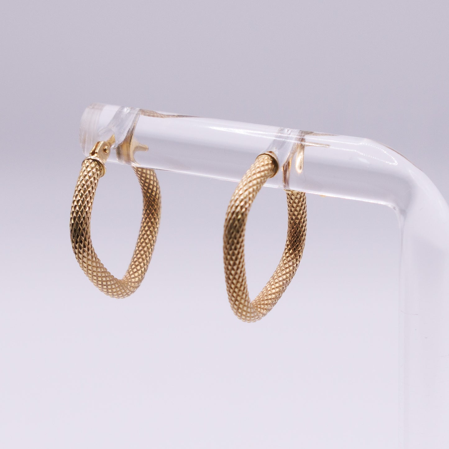 Second-Hand 9ct Yellow Gold Italian Textured Hoop Earrings