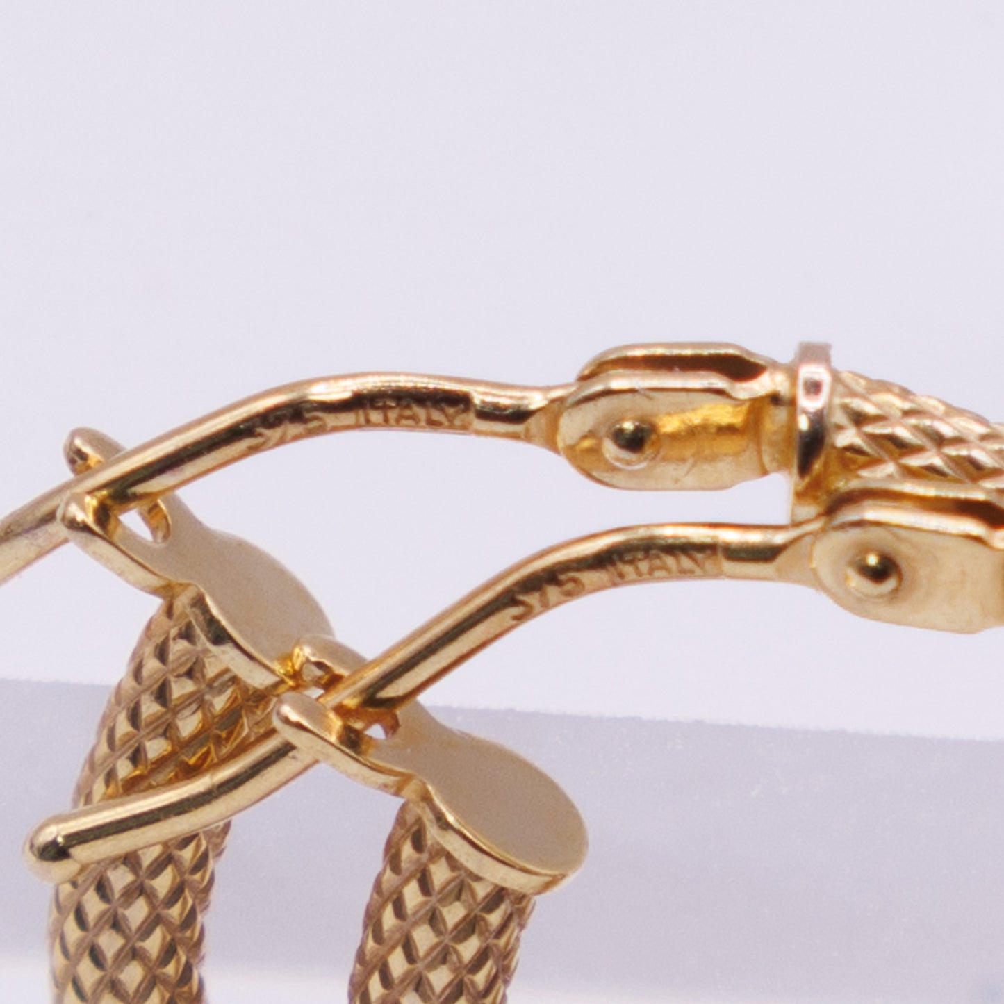 Second-Hand 9ct Yellow Gold Italian Textured Hoop Earrings