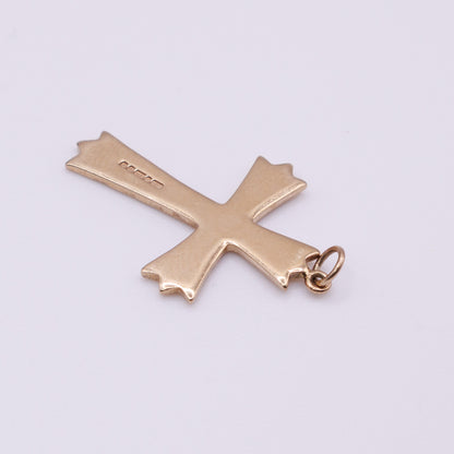Second-Hand 9ct Yellow Gold Engraved Cross Pendant