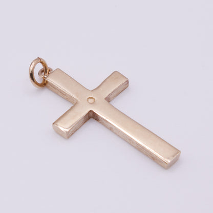 Second-Hand 9ct Yellow Gold Cross Pendant with Diamond Detail