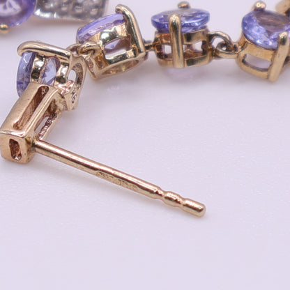 Second-Hand 9ct Yellow Gold Drop Earrings with Lilac Stones