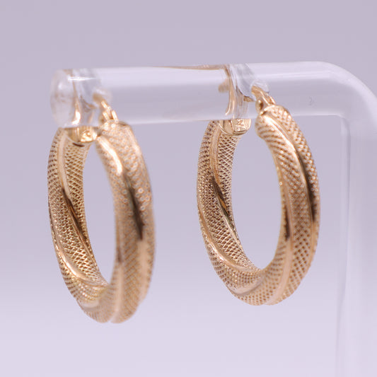 Second-Hand 9ct Gold 22mm Patterned Hoop Earrings