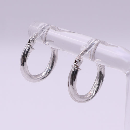 Second-Hand 9ct White Gold Textured Hoop Earrings