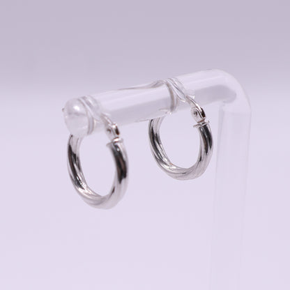 Second-Hand 9ct White Gold Textured Hoop Earrings