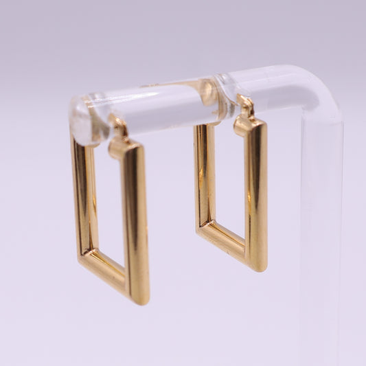 Second-Hand 9ct Yellow Gold Rectangular Hoop Earrings