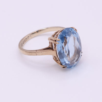 Second-Hand 9ct Yellow Gold Blue Topaz Oval Ring