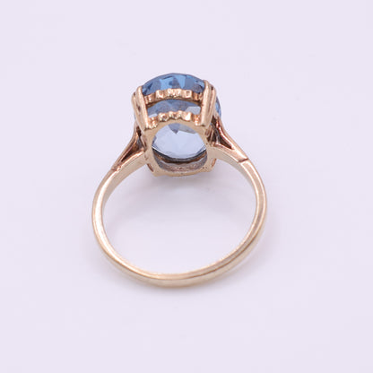 Second-Hand 9ct Yellow Gold Blue Topaz Oval Ring