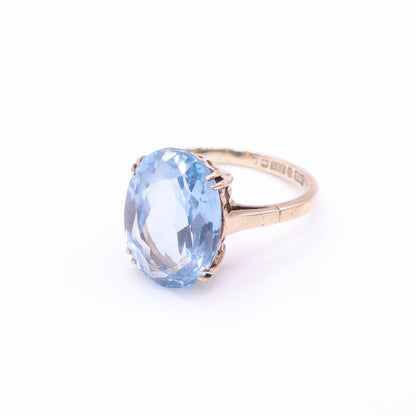 Second-Hand 9ct Yellow Gold Blue Topaz Oval Ring