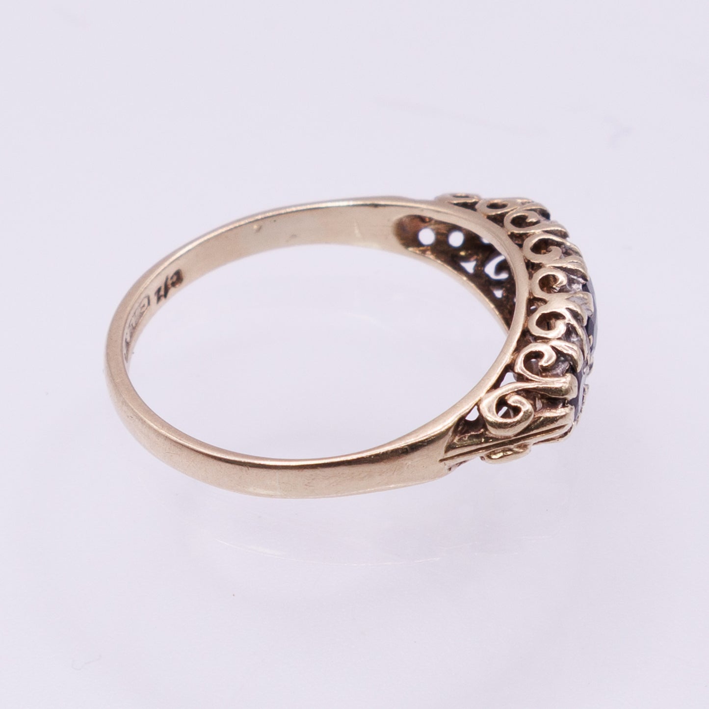 Second-Hand 9ct Gold Deep Blue and Clear Cubic Zirconia Ring