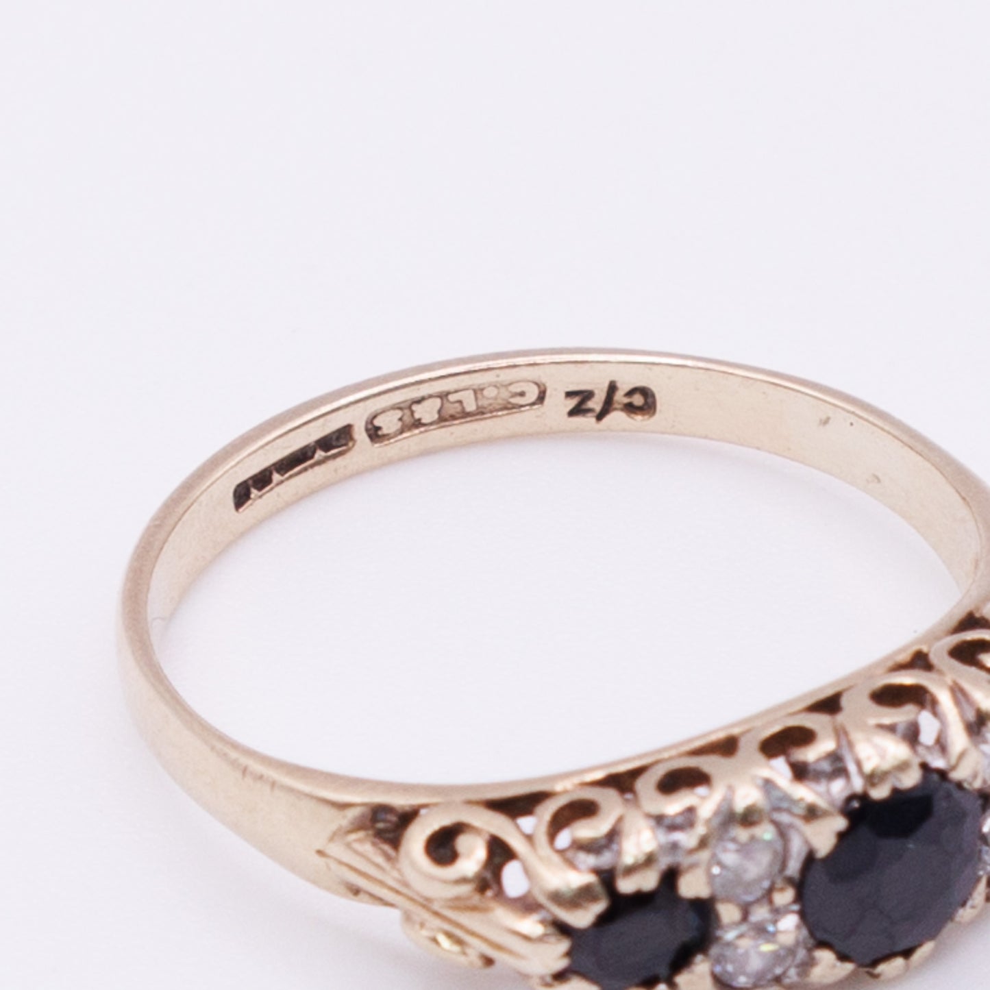 Second-Hand 9ct Gold Deep Blue and Clear Cubic Zirconia Ring