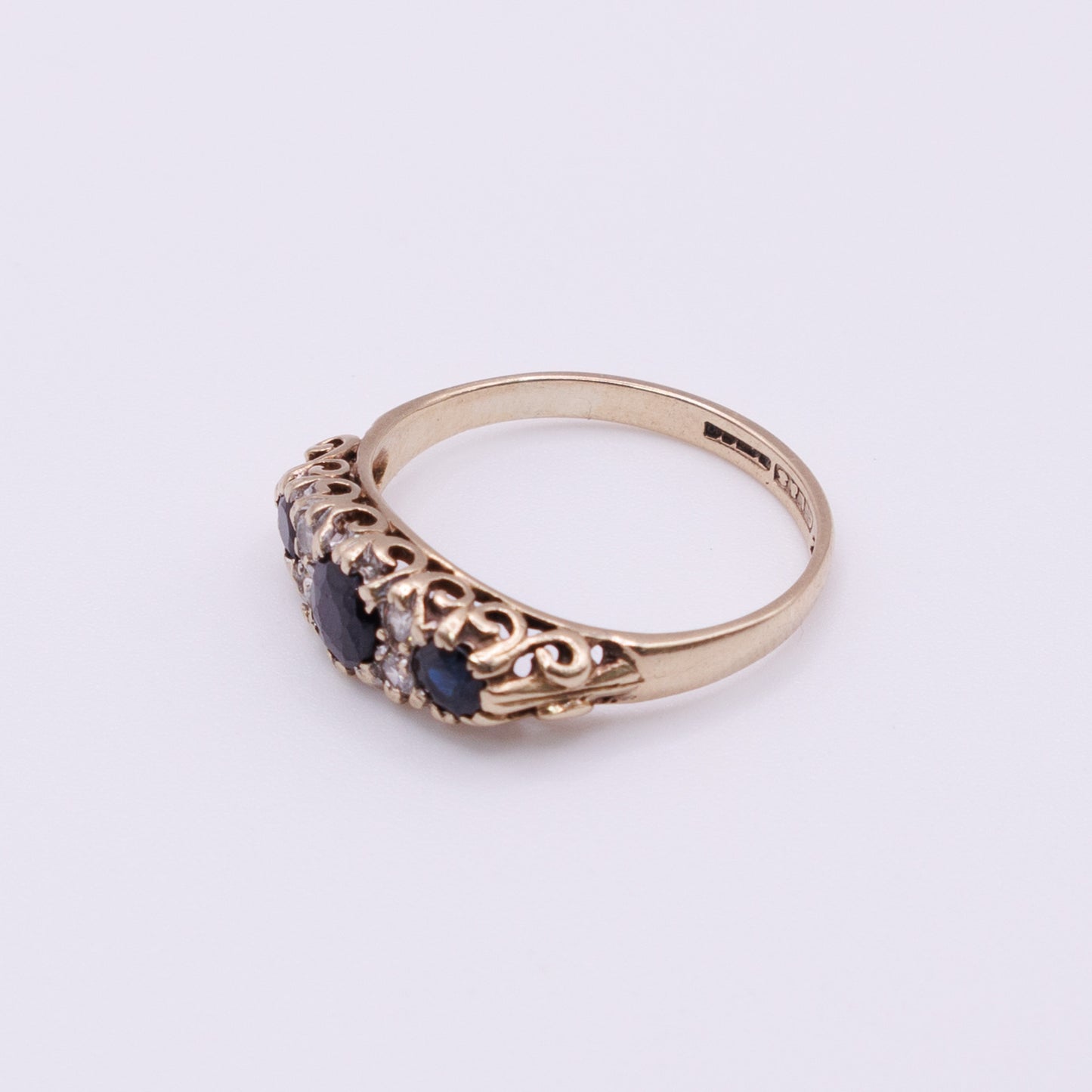 Second-Hand 9ct Gold Deep Blue and Clear Cubic Zirconia Ring