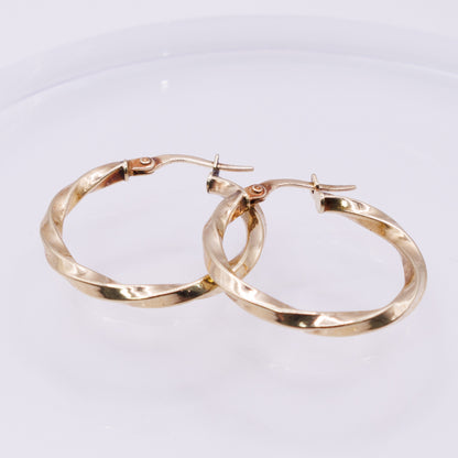 Second-Hand 9ct Yellow Gold Twisted Hoop Earrings