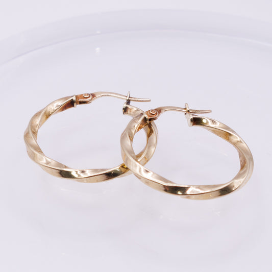 Second-Hand 9ct Yellow Gold Twisted Hoop Earrings