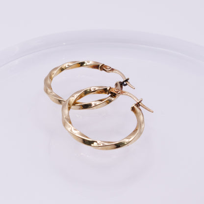 Second-Hand 9ct Yellow Gold Twisted Hoop Earrings