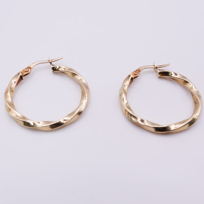 Second-Hand 9ct Yellow Gold Twisted Hoop Earrings
