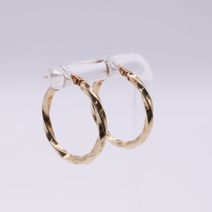 Second-Hand 9ct Yellow Gold Twisted Hoop Earrings