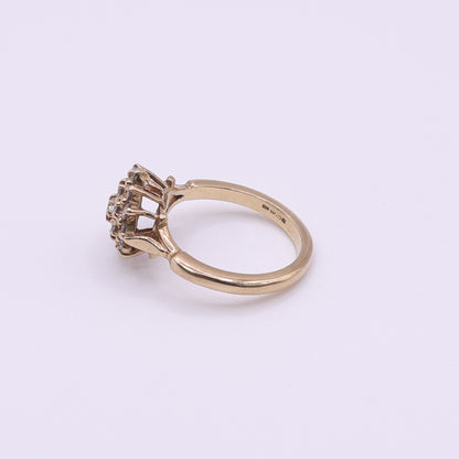 Second-Hand 9ct Yellow Gold Cluster Ring with Cubic Zirconia