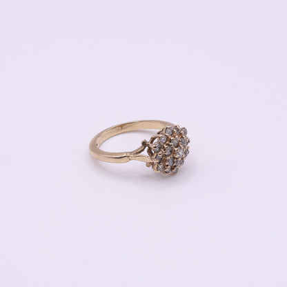 Second-Hand 9ct Yellow Gold Cluster Ring with Cubic Zirconia