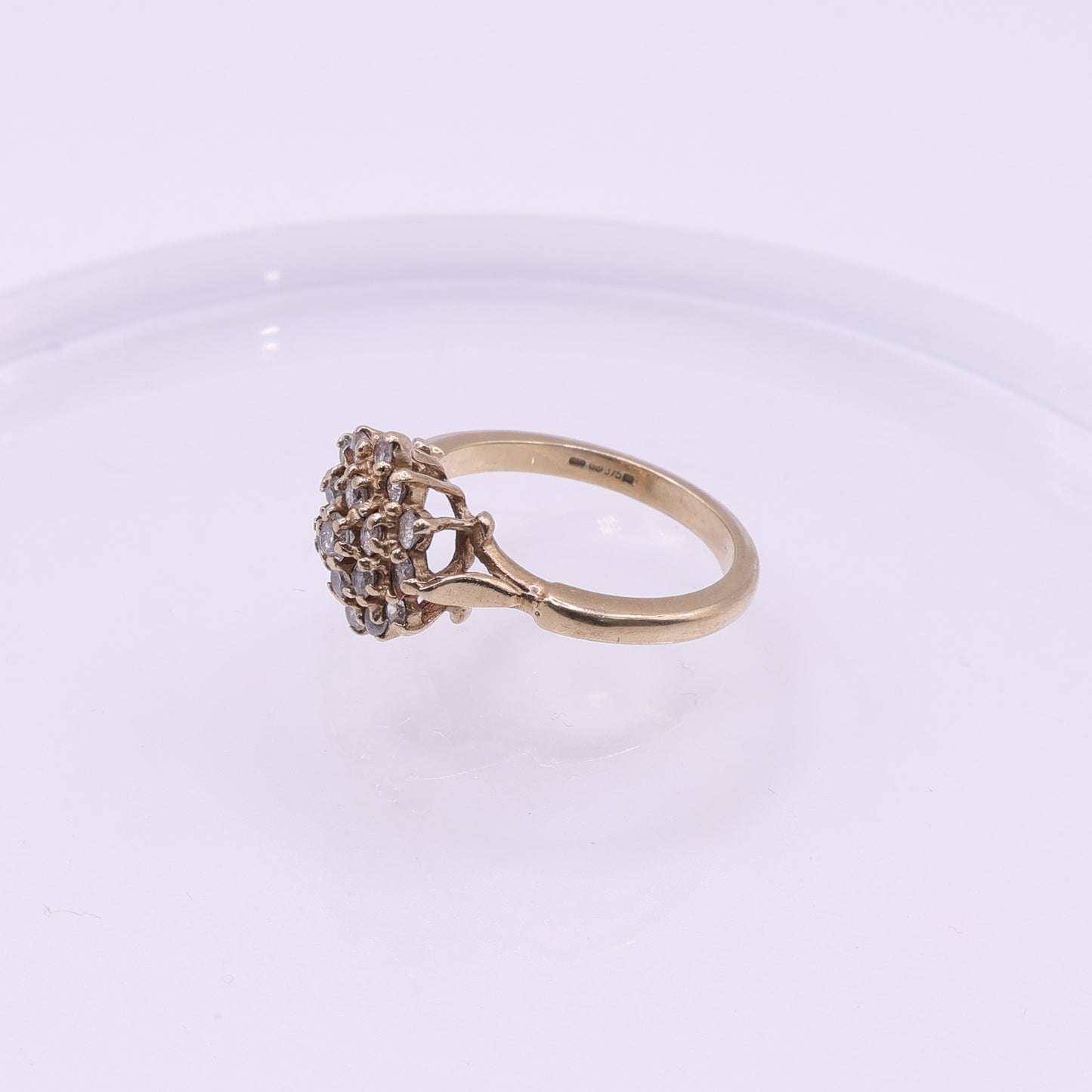 Second-Hand 9ct Yellow Gold Cluster Ring with Cubic Zirconia
