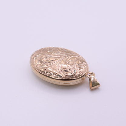 Second-Hand 9ct Yellow Gold Oval Engraved Locket