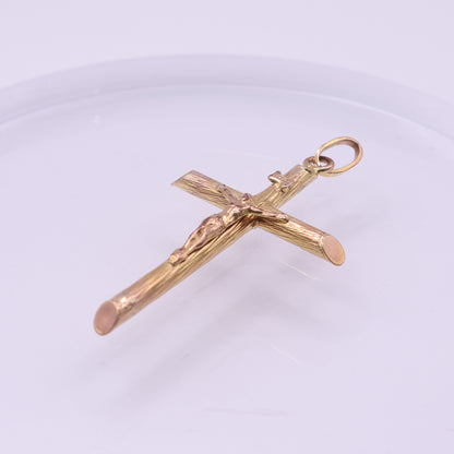 Second-Hand 9ct Yellow Gold Textured Crucifix Pendant