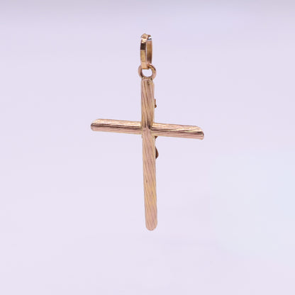 Second-Hand 9ct Yellow Gold Textured Crucifix Pendant
