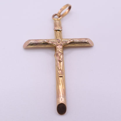 Second-Hand 9ct Yellow Gold Textured Crucifix Pendant