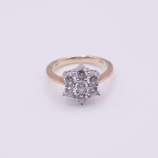 Second-Hand 14ct Yellow Gold CZ Cluster Ring