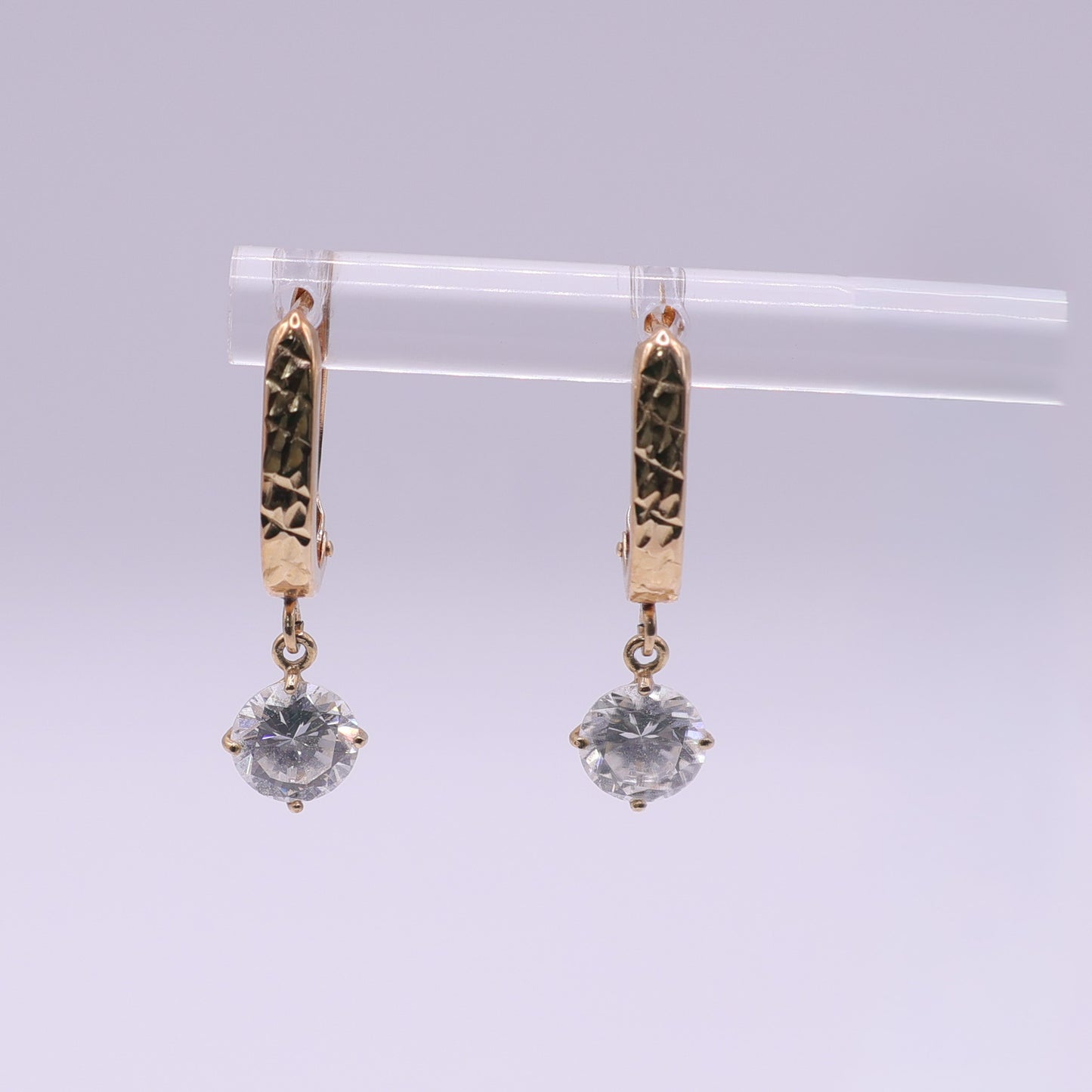 Second-Hand 14ct Yellow Gold CZ Drop Earrings