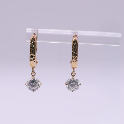 Second-Hand 14ct Yellow Gold CZ Drop Earrings