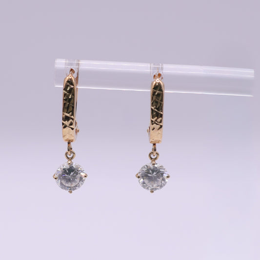 Second-Hand 14ct Yellow Gold CZ Drop Earrings