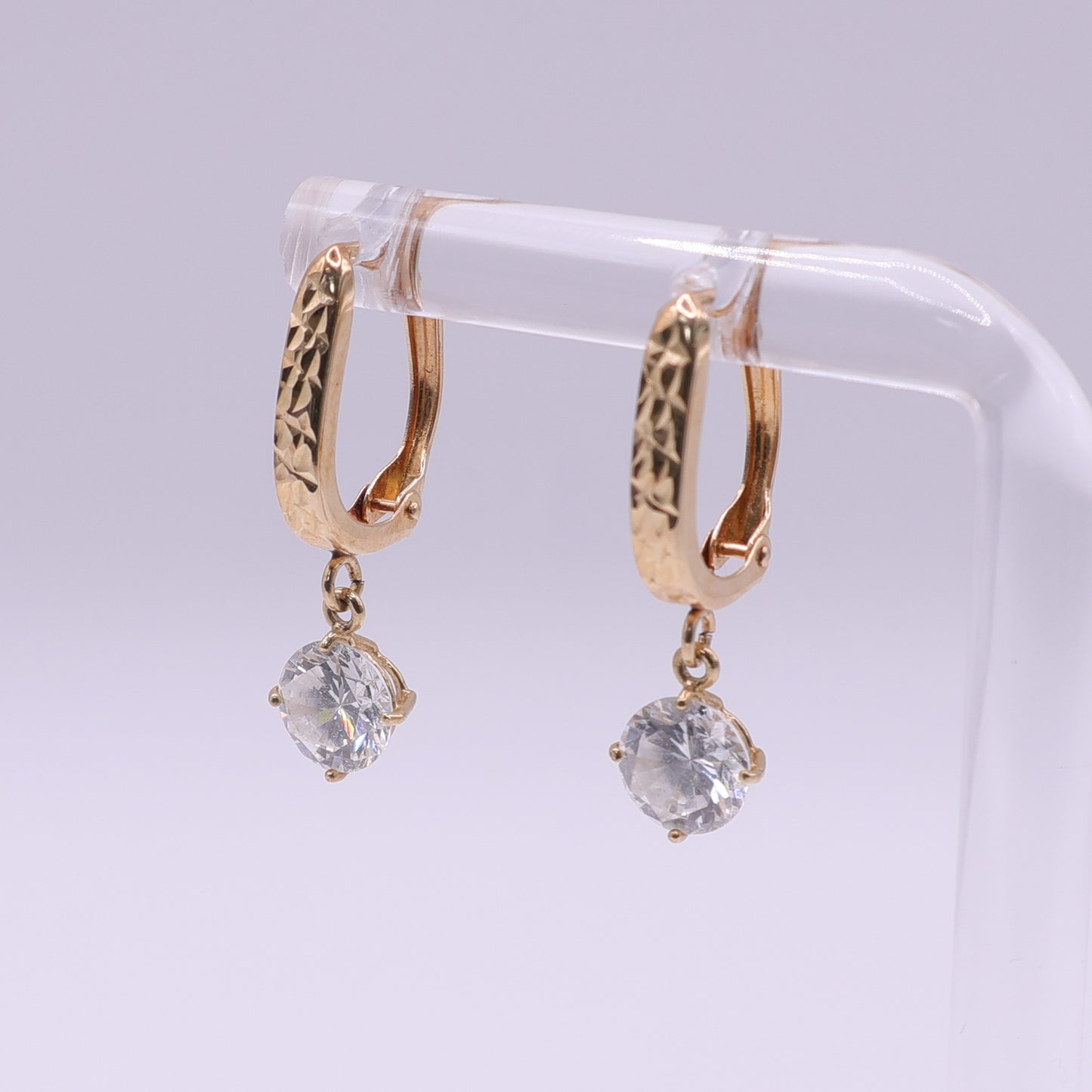 Second-Hand 14ct Yellow Gold CZ Drop Earrings