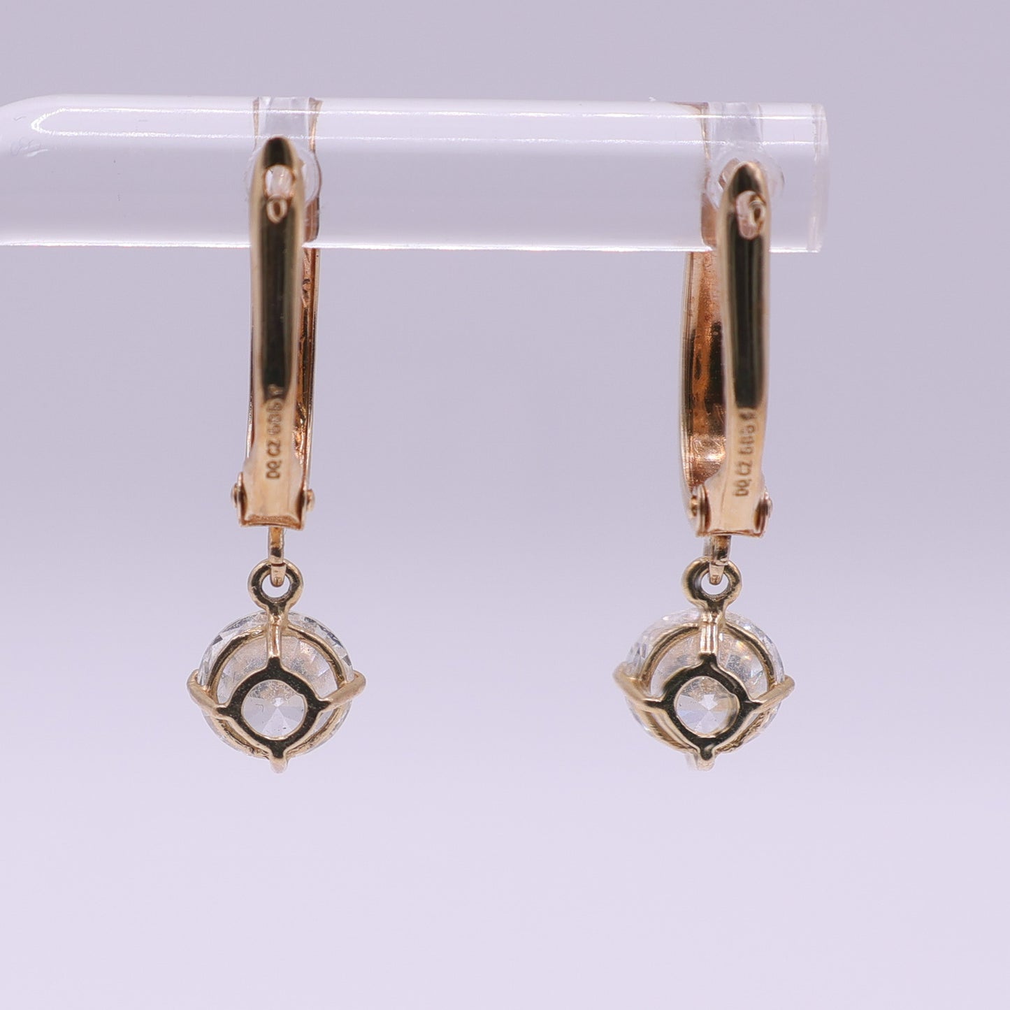 Second-Hand 14ct Yellow Gold CZ Drop Earrings