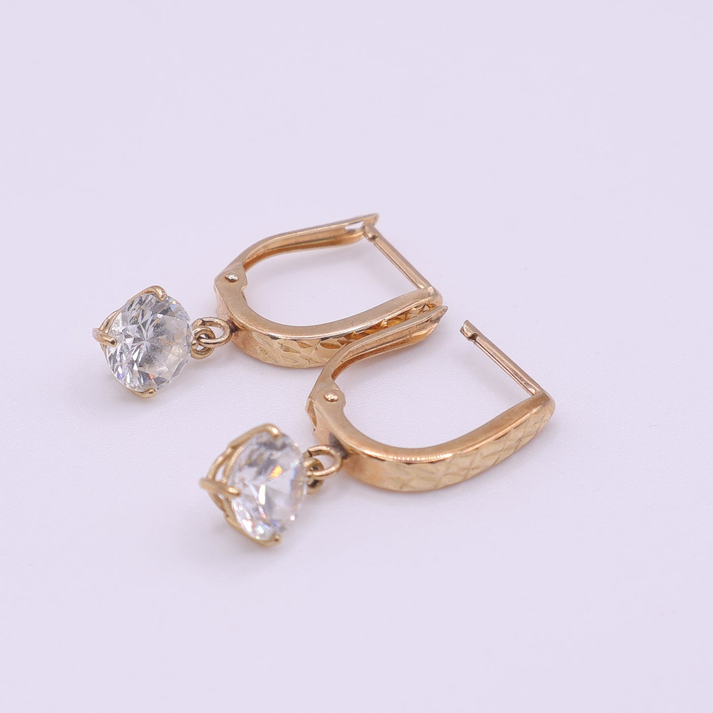 Second-Hand 14ct Yellow Gold CZ Drop Earrings