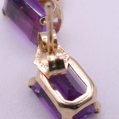 Second-Hand 14ct Yellow Gold Purple CZ Stud Earrings