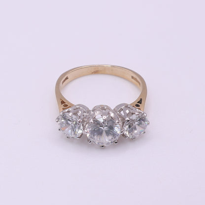 Second-Hand 14ct Yellow Gold CZ Three Stone Ring