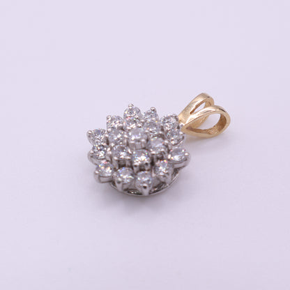 Second-Hand 14ct Yellow Gold CZ Cluster Pendant